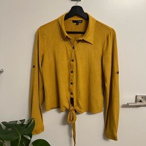 Velvet Mustard Button-Down Women's Shirt